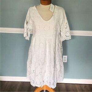 NWT | VALENTINA NALDI Eyelet Dress Size L MADE IN ITALY